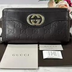 超良品‼️ グッチ　GUCCI 財布　長財布　シマレザー　ラウンドファスナー