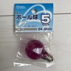 オーム電機 ミニボール球G30 E12 5Wピンク 04-6060