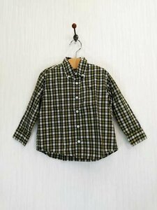 KU0403 ○送料無料 古着 RALPH LAUREN ラルフローレン キッズ ボタンダウン シャツ サイズ100cm グリーン チェック 男の子 綿100%