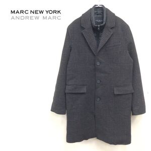 1I2568-K-N◆良品 MARC NEW YORK マークニューヨーク 長袖ロングコート◆sizeS ブラウン 千鳥格子 中綿ドッキング キレイめカジュアル