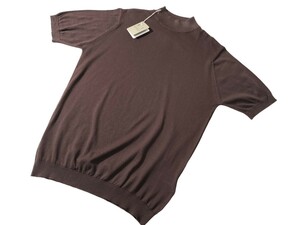  メンズ S ジョンスメドレー 最高級コットン 半袖モックネックシャツ S4627 COFFEE BEAN ダークブラウン JOHN SMEDLEY イギリス製★