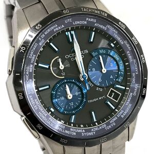 美品 CASIO カシオ OCEANUS オシアナス マンタ 腕時計 OCW-S1400D-2A 電波ソーラー タフソーラー チタン マルチバンド6 ブルー カレンダー