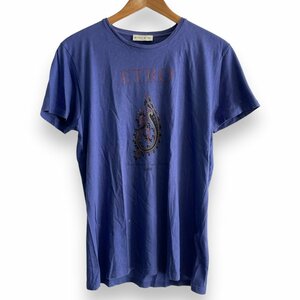 良品 ETRO エトロ プリント 半袖 クルーネック Tシャツ カットソー S パープル系