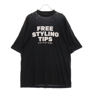 BALENCIAGA バレンシアガ Large Fit T-Shirt フロントプリント クルーネック半袖Tシャツカットソー ブラック 744439 T0VG2