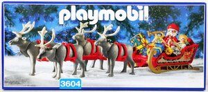 S♪未使用品♪プレイモービル 『3604 クリスマス トナカイのソリとサンタ』 playmobil 人形×2/トナカイ×4/ソリ/プレゼント 他 ※未開封