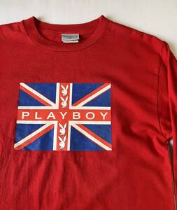 90s USA製 OLD PLAYBOY プレイボーイ 長袖 ロン Tシャツ ビンテージ オールド S 赤 90年代 アメリカ製 米国製 ラビットヘッド 長袖