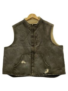 KAMIYA◆Boro Vest/ベスト/M/コットン/KHK/G11VT025