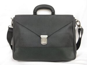 超美品 【ジョルジオアルマーニ GIORGIO ARMANI】 バイカラー レザーブリーフケース 2WAYショルダー(メンズ) ブラック系 □5MG2937