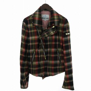 ヴィヴィアンウエストウッドマン Vivienne Westwood MAN ライダースジャケット ダブル ウール チェック ジップアップ 4345-1502 赤 レッド