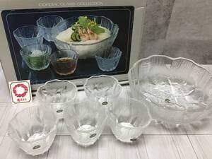 9066■HOYA CORDIAL GLASS COLLECTION ホヤ 北壁そうめんセット　大鉢1個　小付5個 食器 和食器