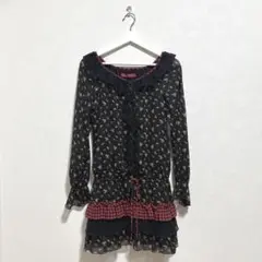 《DOLLY GIRL ANNA SUI》(2)小花柄ワンピース チュニック 黒