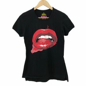 m514-73 Vivienne Westwood WORLD TOUR ヴィヴィアンウエストウッド ワールドツアー限定 半袖 Tシャツ トップス 黒 赤リップ柄 M 日本製