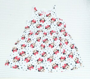 美品☆ H&M ディズニー ミニー minnie ミニーマウス ワンピース ノースリーブ 白 4-6Y 110 120 