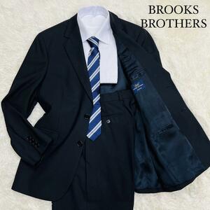 【売り切り】極美品/希少XL/ブルックスブラザーズ◎Brooksbrothers ビジネススーツ セットアップ ブラック 黒 無地 ウール 38SH XL位