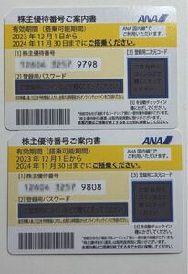 ANA 株主優待券 パスワード通知 24年11月30日 有効期限