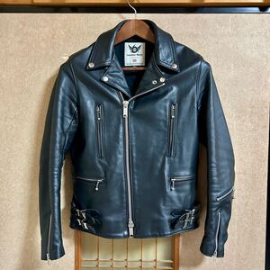 トリプルシックス　666 LEATHER WEAR LJM-1TF タイトフィット ダブルライダースジャケット　サイズ34