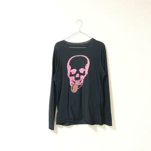 ★ルシアンペラフィネ LUCIEN PELLAT-FINET★スカル プリント ラインストーン 長袖 Tシャツ カットソー 黒 ブラック size M 管:B:01