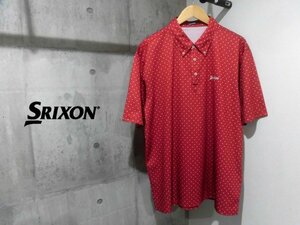 SRIXON スリクソン ロゴ刺繍 ドット総柄 半袖 ポロシャツ 4L/吸汗速乾 ボタンダウンシャツ 3XL/ダークレッド/ゴルフ/大きいサイズ/程度良好