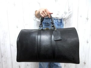 極美品 LOUIS VUITTON ルイヴィトン エピ キーポル45 ノワール ボストンバッグ バッグ M59152 レザー 黒 メンズ 76804Y