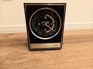 昭和レトロ CITIZEN シチズン WORLD TIME CLOCK 置時計 置き時計 世界時計 コレクション アンティーク 中古 保管 現状品 k1069