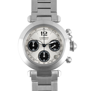 カルティエ Cartier W31048M7 パシャC クロノグラフ 腕時計 自動巻 シルバー文字盤 2412 メンズ