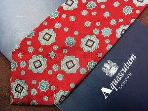 ♪24603D♪状態並品【刺繍 花 模様 柄】アクアスキュータムズ【Aquascutum】ネクタイ