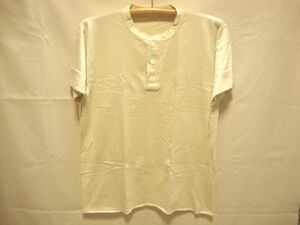 価格￥3.740- ヘルスニット【Healthknit】906S ヘンリーネック Tシャツ-半袖☆color【生成り】size【L】U.S.A綿/正規新品