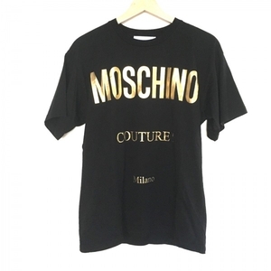 モスキーノ MOSCHINO 半袖Tシャツ サイズXXS XS KD7238200 - コットン 黒 レディース クルーネック/ゴールドロゴ/COUTURE/半袖/春・夏物