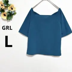 a3352 グレイル　GRL トップス　半袖　カットソー　バッククロス　緑　L