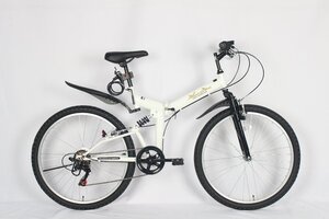 【従来より25%軽いシフト感！】26インチMTB折りたたみ自転車 AJ-02Nシマノ6段変速 ホワイト【本州・四国 送料無料】 フルサスペンション