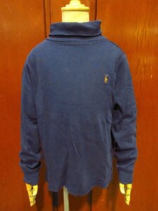 Ralph Lauren●キッズハイネック長袖Tシャツ紺●231211c6-k-lstsh ラルフローレントップス古着ロンT