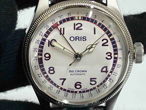 ORIS 7785.4081／ハンクアーロン限定／オリス／自動巻き腕時計／文字盤オフホワイト／革ベルトブルー／替えベルトナイロン