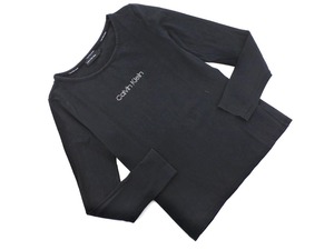 ネコポスOK Calvin Klein カルバンクライン ラインストーン ロゴ Tシャツ カットソー sizeL/黒 ◇■ ☆ ekc7 レディース