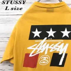 《希少》ステューシー stussy☆Tシャツ L デカロゴ イエローク T660