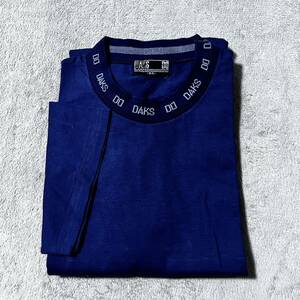 送料込み 新品 ダックス ネックロゴ ネイビー 半袖 Tシャツ DAKS LONDON メンズ S アングル（株）日本製 綿100%