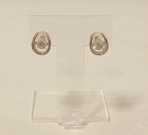 【質屋 尾張屋商店 東京】 ☆仕上済☆ K18PG Pt950 ダイヤモンドレディースピアス ホースシュー 0.3ct