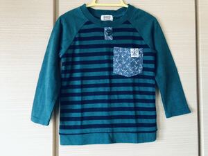 ☆美品　トップス　長袖Tシャツ　カットソー ボーダー　グリーン　100☆