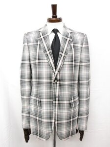 極美品【グッチ GUCCI】11TBF0 シングル2ボタン 肉厚 チェック柄 コットンジャケット(メンズ) 48R ブラック×ホワイト系 伊製 □17MB4073□