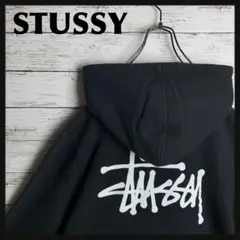 【即完モデル‼︎】STUSSY◎黒白 ストックロゴ パーカー C260