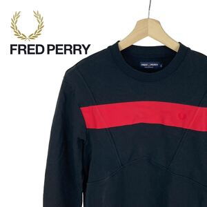 09M440◯ FRED PERRY フレッドペリー ブラック プルオーバー スウェット トレーナー スポーツウェア ゴルフ トップス 春秋 Sサイズ