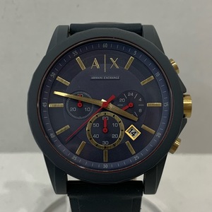 275-BY48) ARMANI EXCHANGE AX1335 アルマーニ エクスチェンジ アナログ クロノグラフ カレンダー クォーツ グレー シリコンバンド 腕時計 