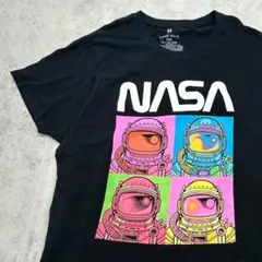 NASA　宇宙服　イラスト　カラフル　半袖Tシャツ　古着　ブラック　3XL