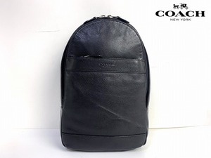 良品★送料無料 コーチ メンズ COACH チャールズ スムース レザー コンバーチブル ワンショルダー ボディバッグ ★ブラック