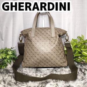 GHERARDINI ショルダーバッグ ベージュ ソフティ ゲラルディーニ 2wayバッグ ブラウン 総柄 ロゴ柄 モノグラム 女性 ハンドバッグ レディー