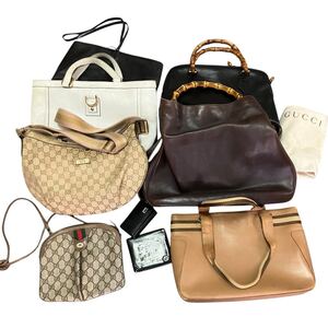 (#1) GUCCI グッチ 9点 まとめ ショルダーバッグ ハンドバッグ オールドグッチ シェリーライン GGキャンバス 財布 等 ジャンク