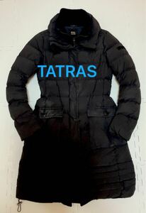 TATRAS タトラス 人気ダウンコート ロング Aライン リブニット 黒　01