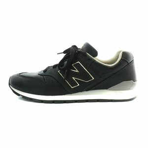 ニューバランス NEW BALANCE 996 HERITAGE LEATHER PACK スニーカー レザー ローカット ロゴ 刺繍 US6.5 24.5cm 黒 CM996HB2