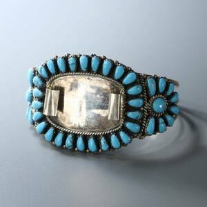 Navajo Turquoise Cluster Watch Cuff Bracelet STERLING Juliana Williams JW ナバホ ターコイズ スターリングシルバー ウォッチ バングル