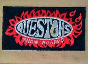 スノーボード　QUESTONS　ワッペン/SNOW BOARDS 刺繍 刺しゅう 黒 赤 ブラック レッド 銀 シルバー