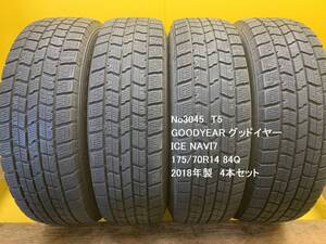 No3045　T5 バリ溝！！GOODYEAR グッドイヤー　ICE NAVI7 175/70R14 84Q　4本セット